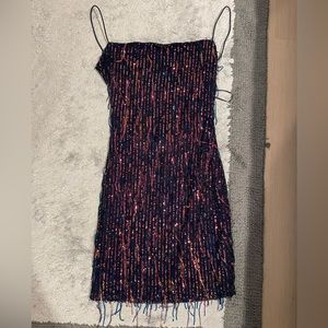Shine fringe dress - Navy blue X